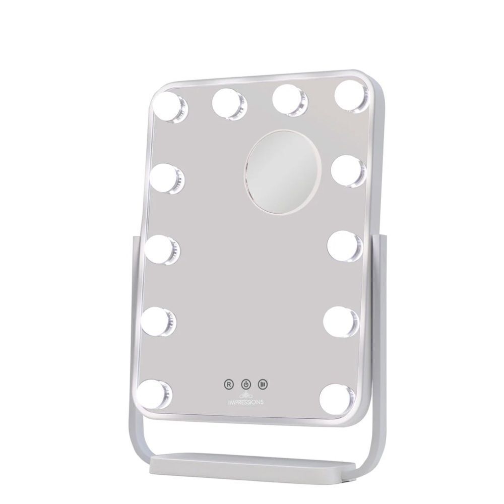 Contour Tri-Tone LED MakeupMirror w 3 light colors & 7X mag round suction mirror